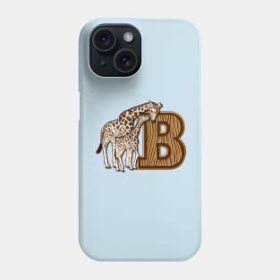 Mom and Baby Giraffe Monogram B Phone Case