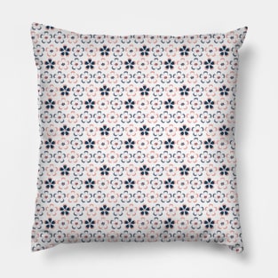 White Black Pastel Color Flower Pattern Pillow