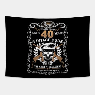 Skull Aged 40 Years Vintage 40 Dude Tapestry