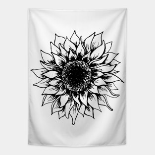 Black and White Sunflower | Artwork by Julia Healy Tapestry