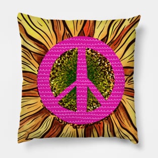 Peace love and sunflower Pillow