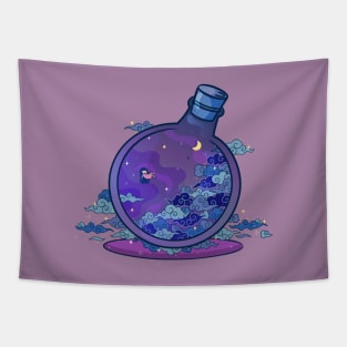 Midnight Skyfall Glowing Potion Logo Design Tapestry