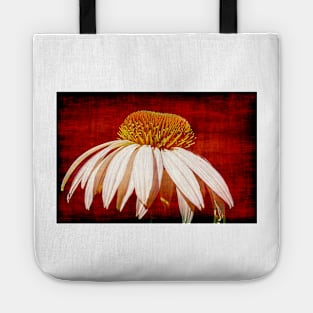 A Single Daisy On A Red Background Tote