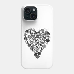 Black and White Floral Heart of Flowers Mothers Day Phone Case