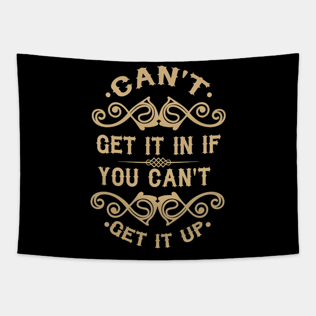 Can't Get It In If Can't Get Up Disc Golf Distressed Tapestry by SkivingtonAllanss