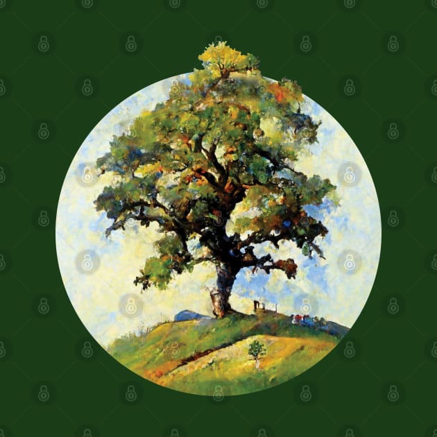 Old Oak On Hilltop Painting | Tree by TMBTM