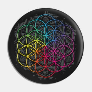 Sacred Geometry Flower of Life Mandala Color 2 Pin