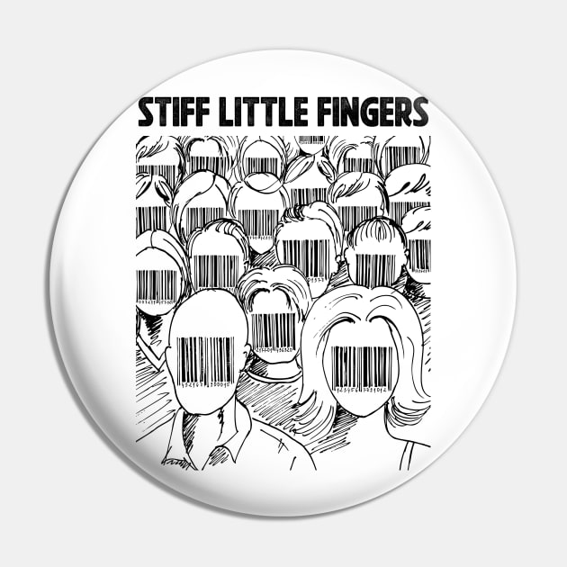 Barcode face Stiff Little Fingers Pin by adima