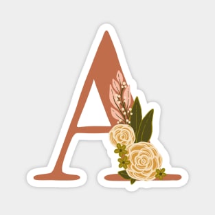 Floral Monogram Letter A Magnet