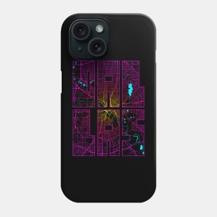 Dallas, Texas, USA City Map Typography - Neon Phone Case