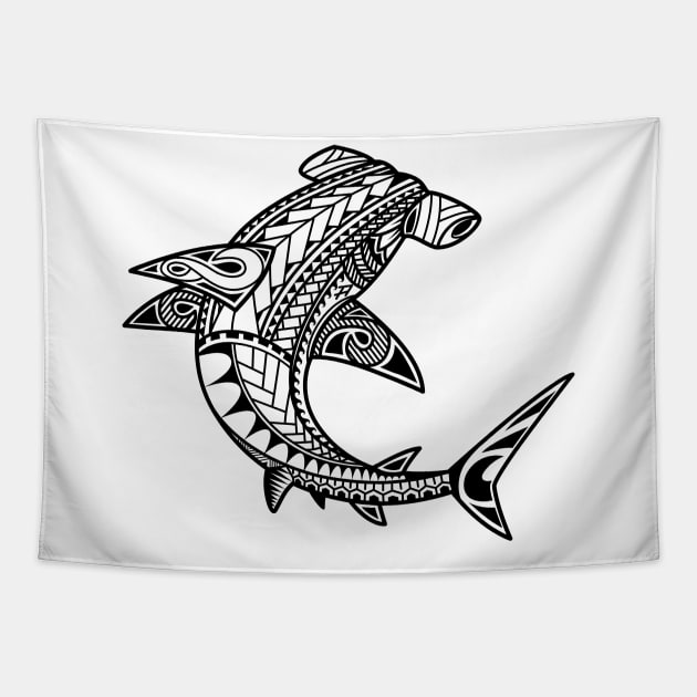 Tribal Hammerhead shark Tapestry by doddy77