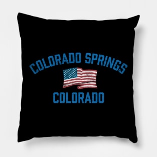 Colorado Springs Colorado Vintage USA Flag Pillow