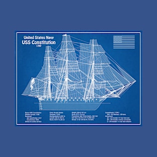 USS Constitution frigate blueprint plan - ABD T-Shirt