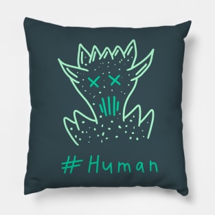 Human, Scary colourful alien, Versecism Art Pillow