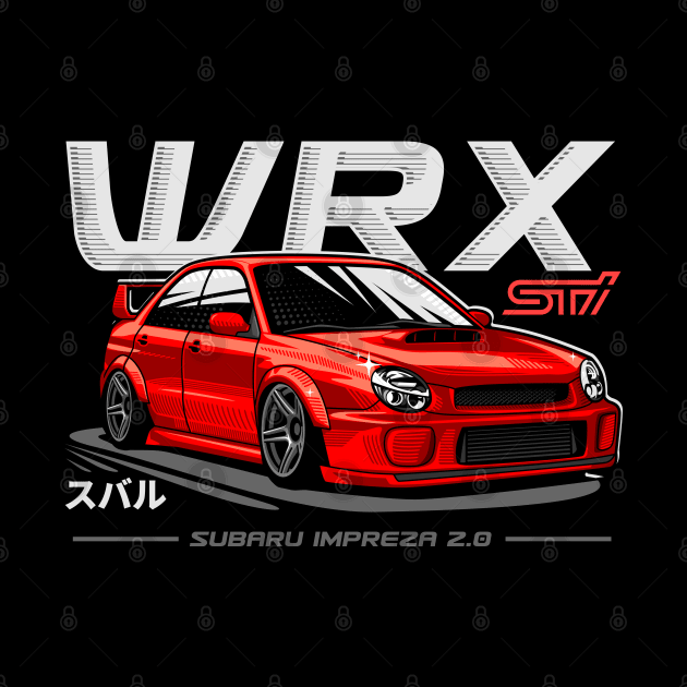 JDM car Subaru Impreza WRX STI RED by celengan