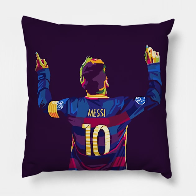 messi wpap pop art Pillow by Kuli art