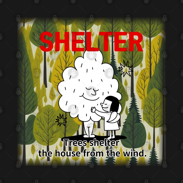 shelter ,Trees shelter  the house from the wind. by zzzozzo