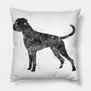 Boxer Dog watercolor black and white Pillow