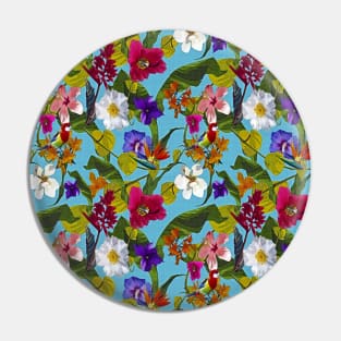 Tropical Flowers on Caribbean blue Pin