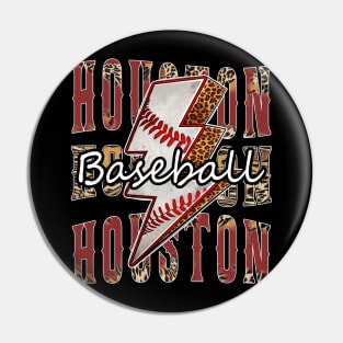Graphic Baseball Houston Proud Name Team Vintage Pin