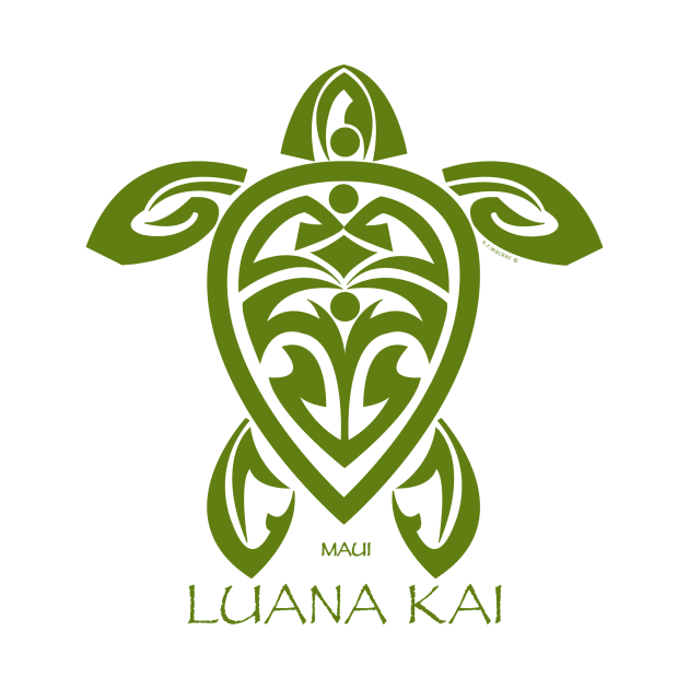 Green Tribal Turtle / Luana Kai Maui by srwdesign