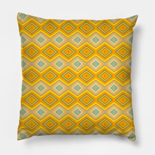 Yellow and Blue Diamond Style Pattern Pillow