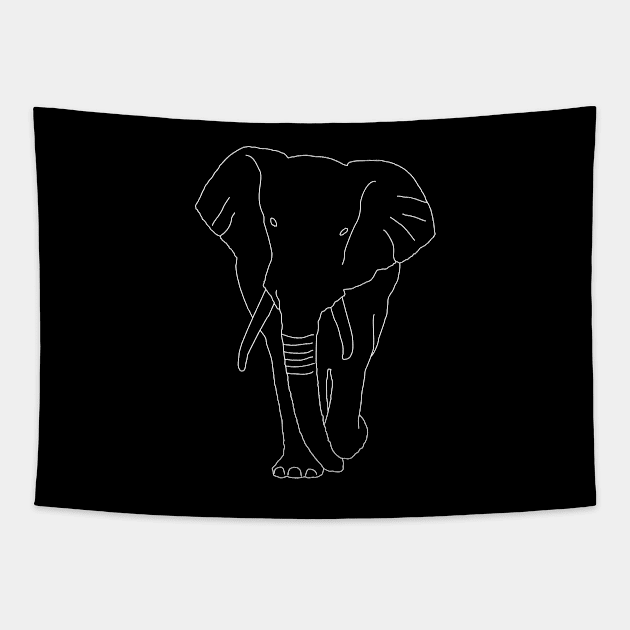 Elephant line art Tapestry by Alex