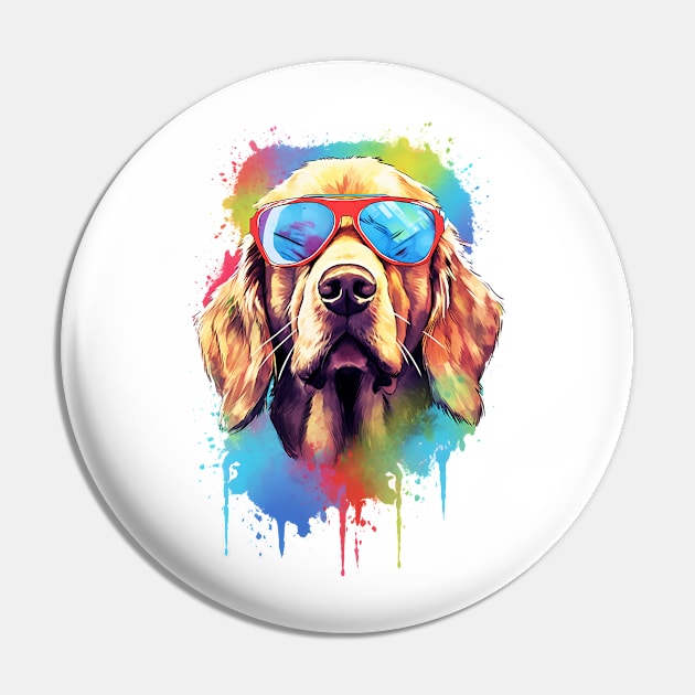 Dog with sunglasses Pin by megaphone