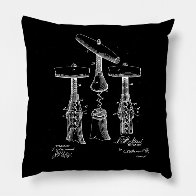 Corkscrew Vintage Patent Drawing Pillow by TheYoungDesigns