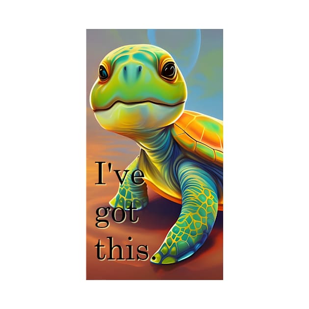 Confidence mantra with turtle, colorful artistic design by Dok's Mug Store