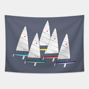 Laser Sailboats Racing Tapestry