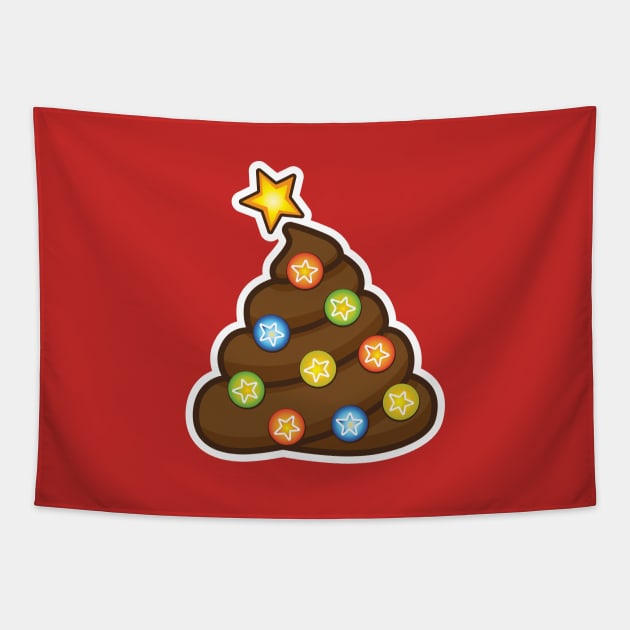 Poop Emoji Christmas Tree Tapestry by RobiMerch