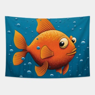 Goldfish with big eyes swimming in the sea Tapestry