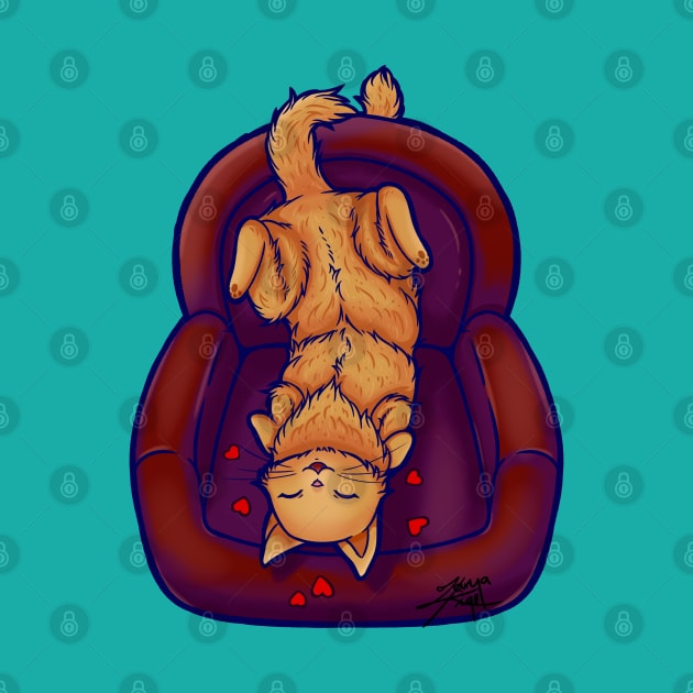 Cute Couch Potato Cat Illustration by zarya_kiqo