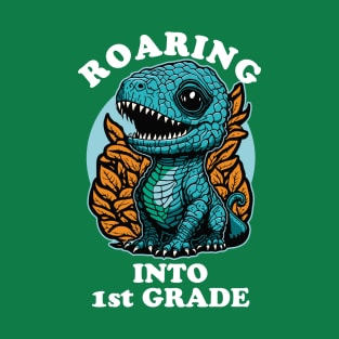 Cute Dinosaur Roaring Into 1st Grade T-Shirt