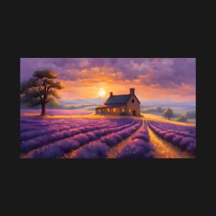 Sunset over Lavender farm T-Shirt