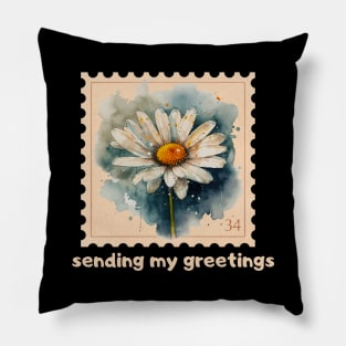 Daisies Flora Positive Retro Vintage Minimalist Flower Pillow