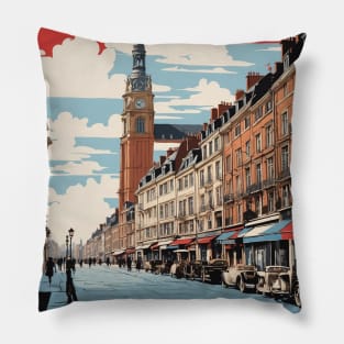 Lille France Vintage Poster Tourism Pillow