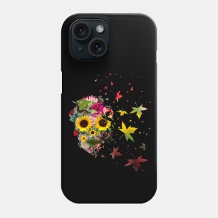 Floral Skull with sunflowers, roses and butterblies, watercolor,colorfull nature floral Phone Case