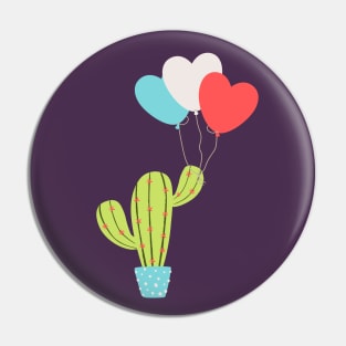 Cactus with heart love balloons Pin