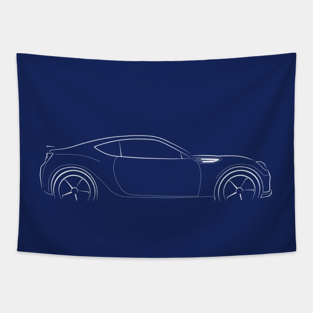 Subaru BRZ - profile stencil, white Tapestry by mal_photography