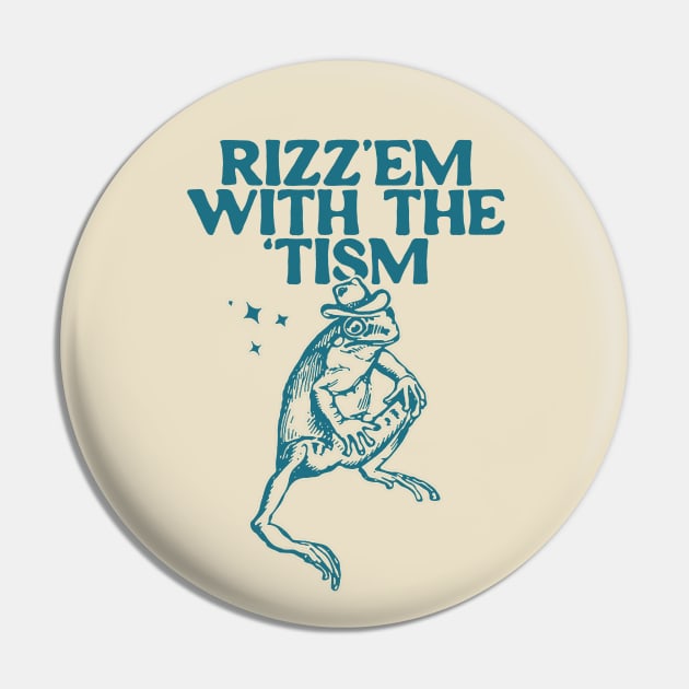 Rizz Em With The Tism Vintage T-Shirt, Retro Funny Frog Shirt, Frog Meme Pin by Hamza Froug