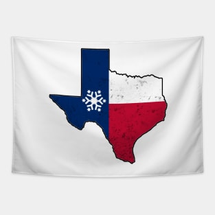 Texas Flag in Texas Shape with Snowflake Snovid 21 Tapestry