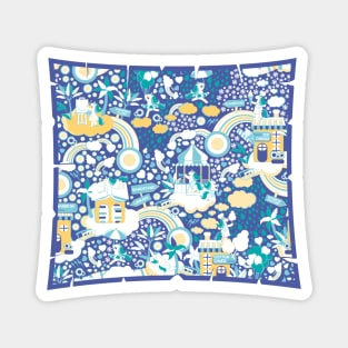 The secret map of Unicorns Village II // indigo blue background Magnet