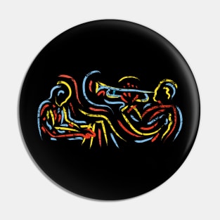 Musicians Duo Colorful Abstract Style Pin