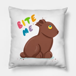 Bite Me Chocolate Bunny Easter Pillow