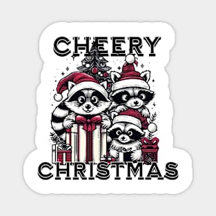 Raccoons with Presents. Merry Christmas Magnet