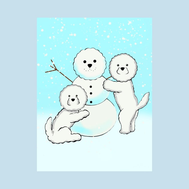 Bichon Frise snowman by Art by Eric William.s