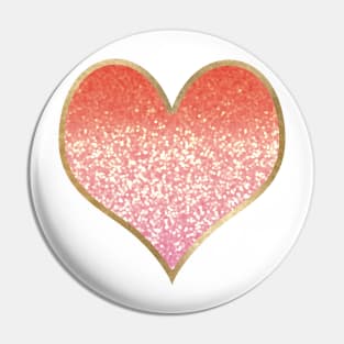 Heart - golden coral pink gradient Pin