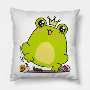 cute frog, kawaii frog cartoon Pillow